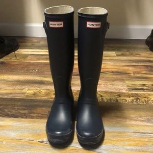 Authentic Hunter Matte Navy Tall Rain Boots